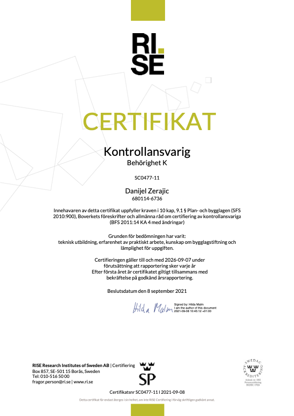 RISE Certifikat